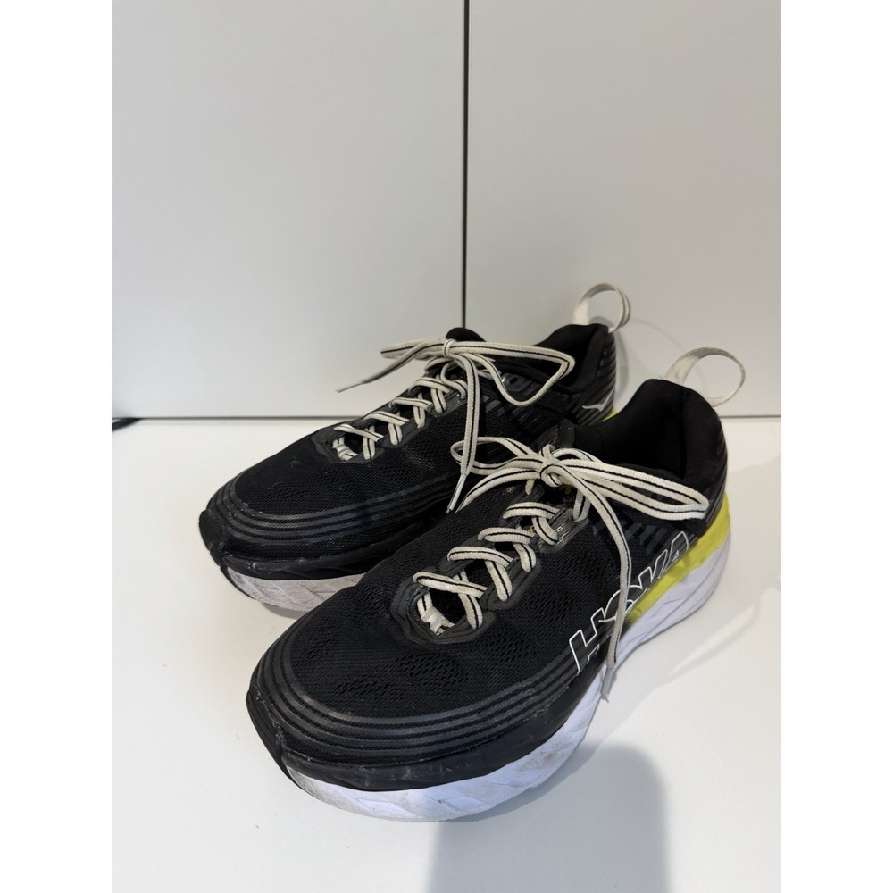 Hoka One One Bondi 7 Mens Sz 7 Black Yellow Running Shoes Cushioned Sneakers L